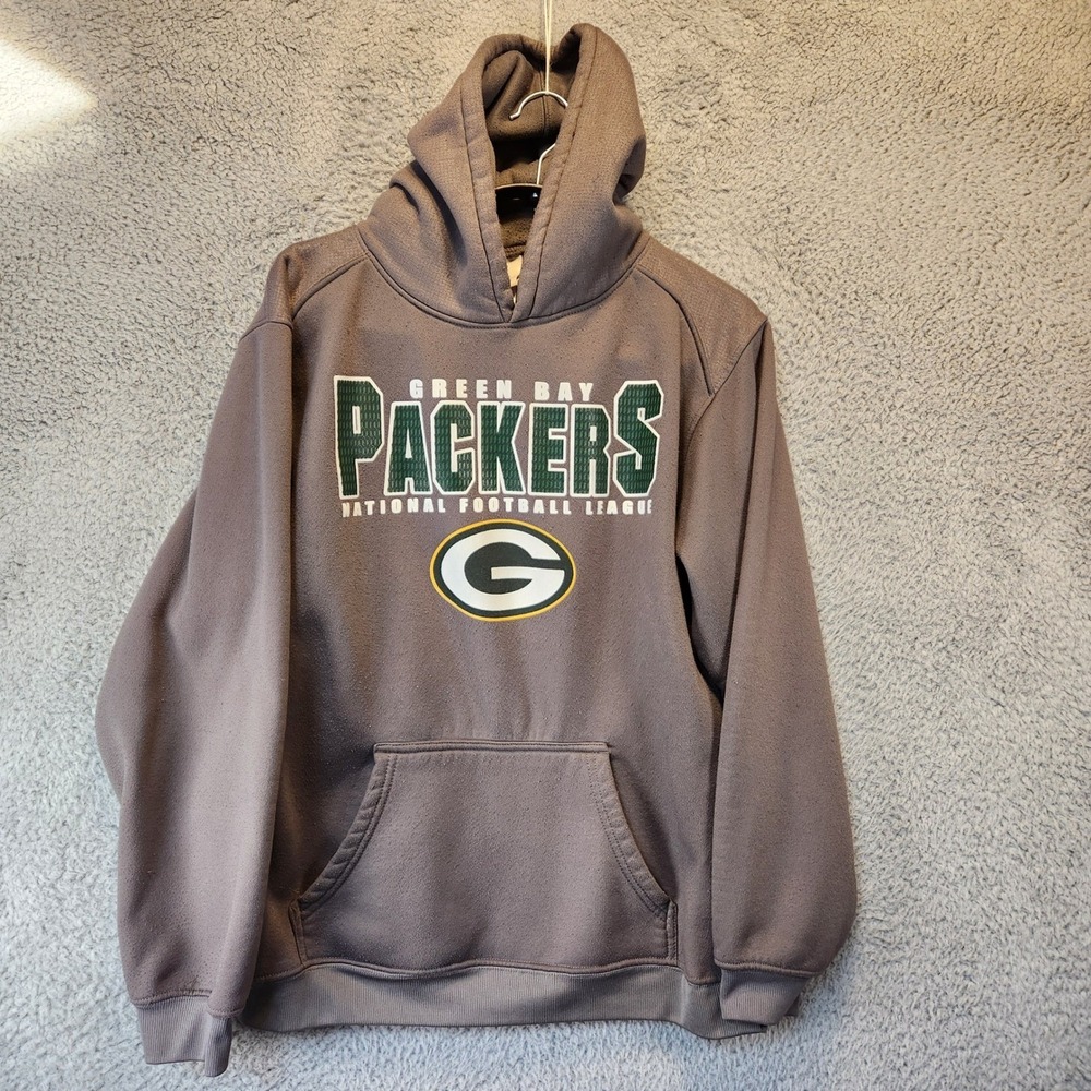 NFL Team Apparel Hoodie Green Bay Packers Pullover Youth Size Football Grey Logo